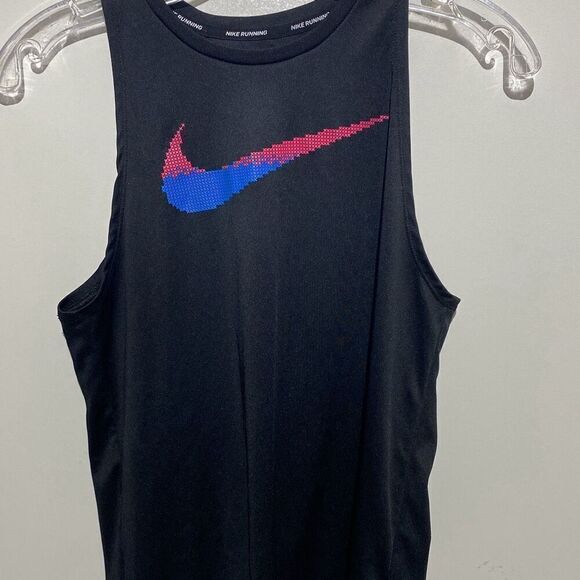 Nike Women's Black Dri-Fit Swoosh Logo Mesh Running Tank Top Size Small - Picture 1 of 9